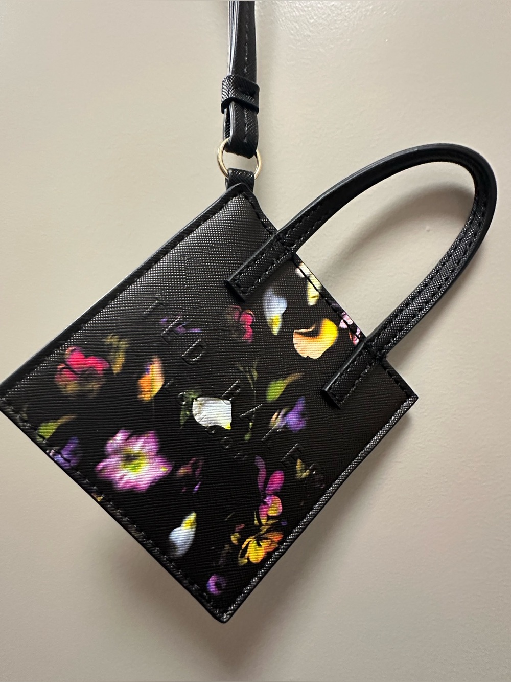 Ted Baker Black Floral Mini Tote Bag Charm